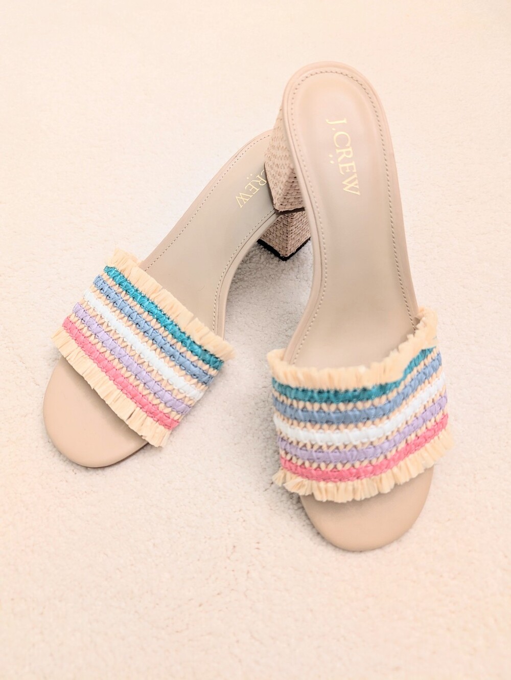 J. Crew Factory striped straw sandals